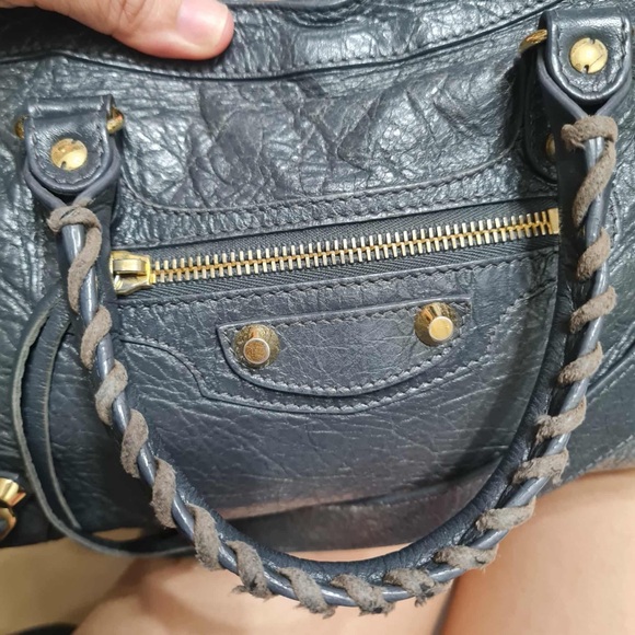 Balenciaga Black Leather Shoulder Bag with Gold Accents - Picture 10 of 13